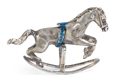 Lot 206 - A RUSSIAN SILVER MINIATURE ROCKING HORSE, CIRCA 1890