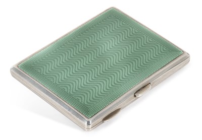 Lot 268 - A GEORGE V ART DECO SILVER AND ENAMEL CIGARETTE CASE