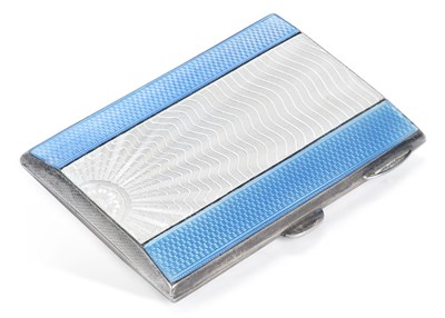 Lot 308 - A GEORGE V SILVER AND ENAMEL CIGARETTE CASE