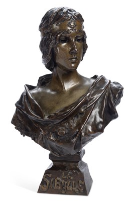Lot 715 - AN EMMANUEL VILLANIS BRONZE BUST OF LA SIBYLLE