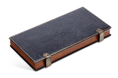 Lot 974 - A VICTORIAN FOLDING TRAVELLING GAMES BOARD