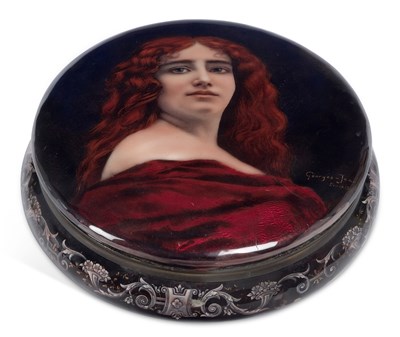 Lot 691 - A LIMOGES ENAMEL BOX AND COVER