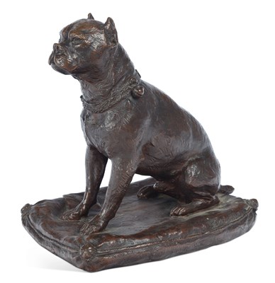 Lot 724 - A BRONZE MODEL OF A BULLDOG