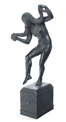 Lot 718 - A BRONZE FIGURE OF A BATHER