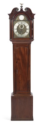 Lot 843 - A GEORGE III MAHOGANY LONGCASE CLOCK