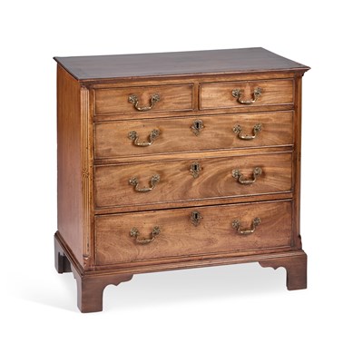 Lot 878 - A GEORGE III MAHOGANY CHEST OF DRAWERS