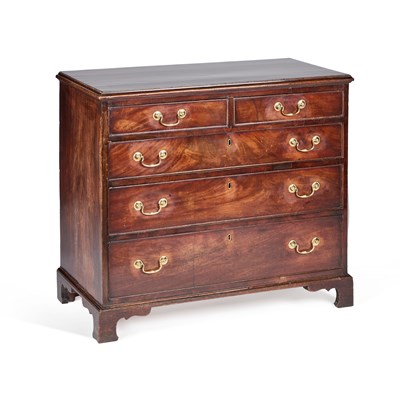 Lot 874 - A GEORGE III MAHOGANY CHEST OF DRAWERS