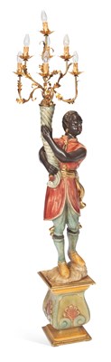 Lot 945 - A POLYCHROME PAINTED FIGURAL TORCHERE