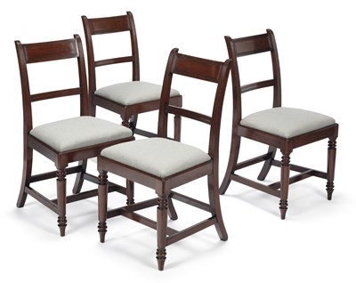 Lot 951 - A SET OF FOUR 19TH CENTURY MAHOGANY DINING CHAIRS