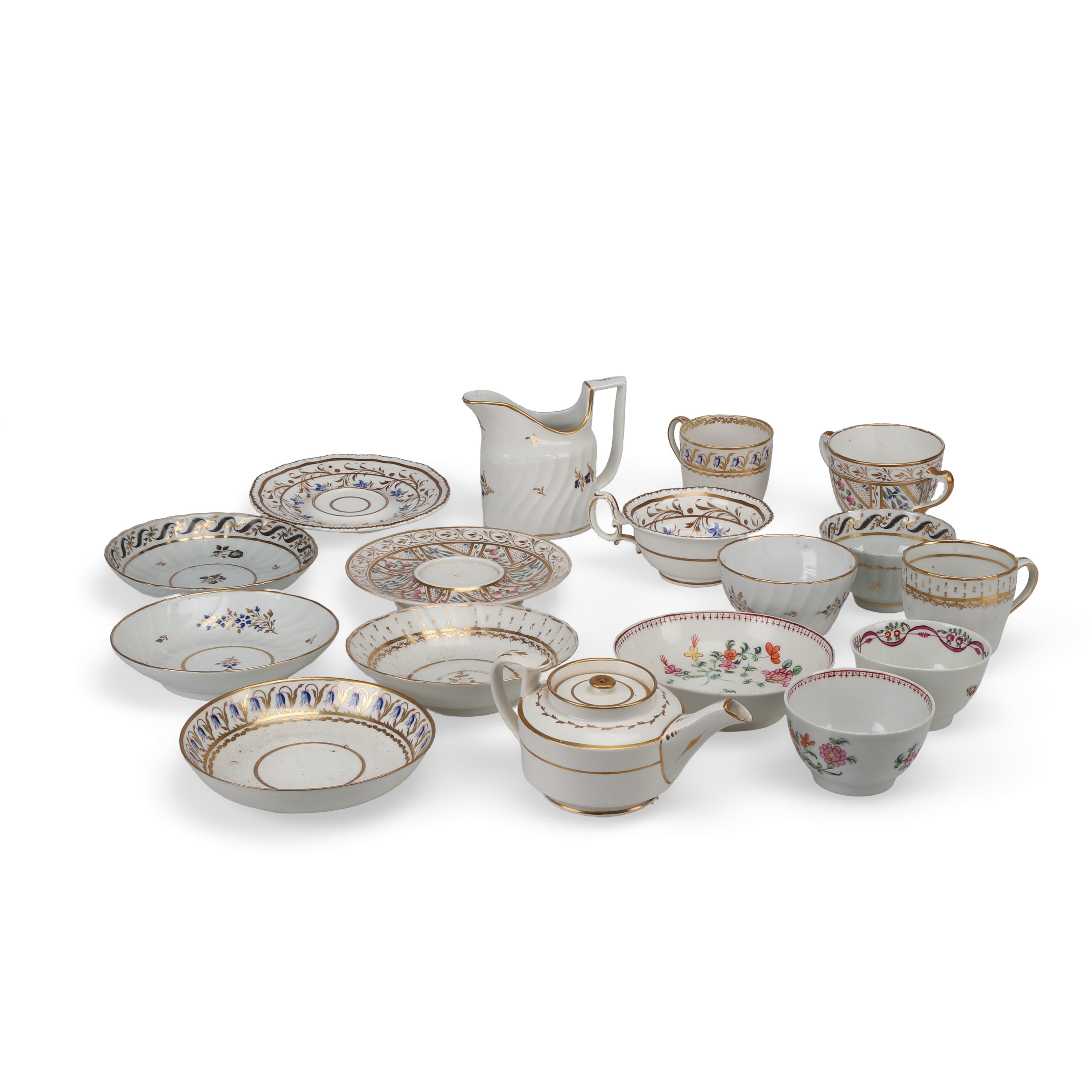 Lot 128 - A GROUP OF ENGLISH PORCELAIN TEA WARES