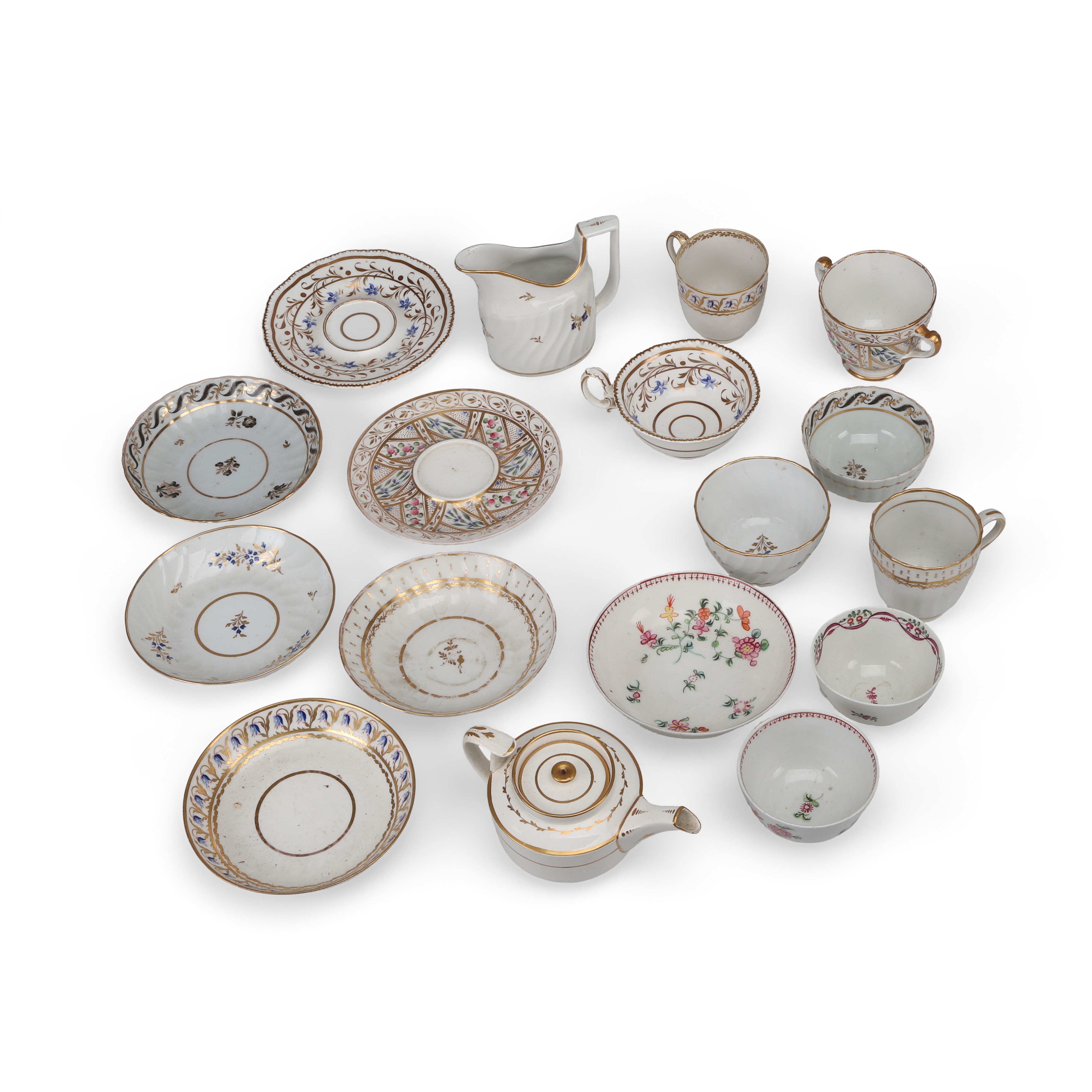Lot 128 - A GROUP OF ENGLISH PORCELAIN TEA WARES