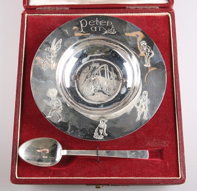 Lot 1146 - A GEORGE VI SILVER 'PETER PAN' CHRISTENING SET