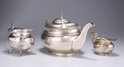 Lot 1105 - A COMPOSITE SILVER THREE-PIECE TEA SERVICE, EARLY 20TH CENTURY