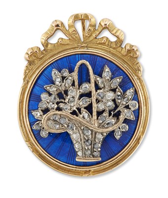 Lot 2225 - AN EARLY 19TH CENTURY ENAMEL AND DIAMOND BROOCH / PENDANT
